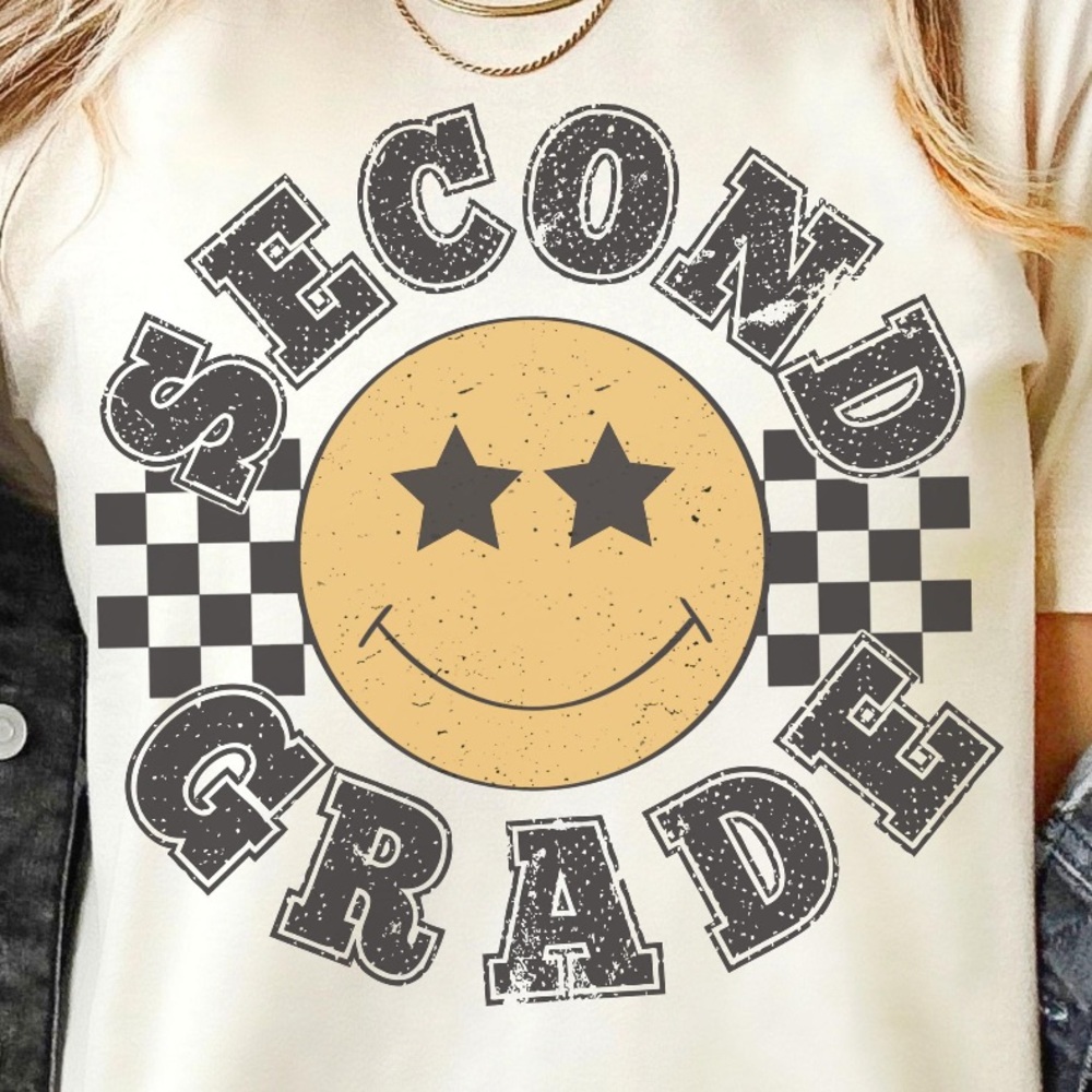 Second Grade Smiley Teacher T Shirt